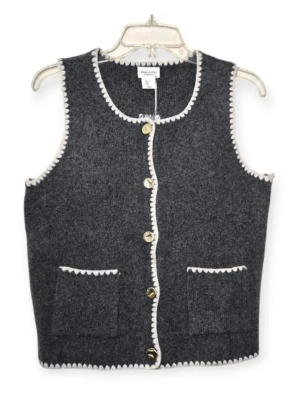 Song of Style by Aimee Song NWT Y2K Women's Grey & White Knit Vest, Size XLarge
